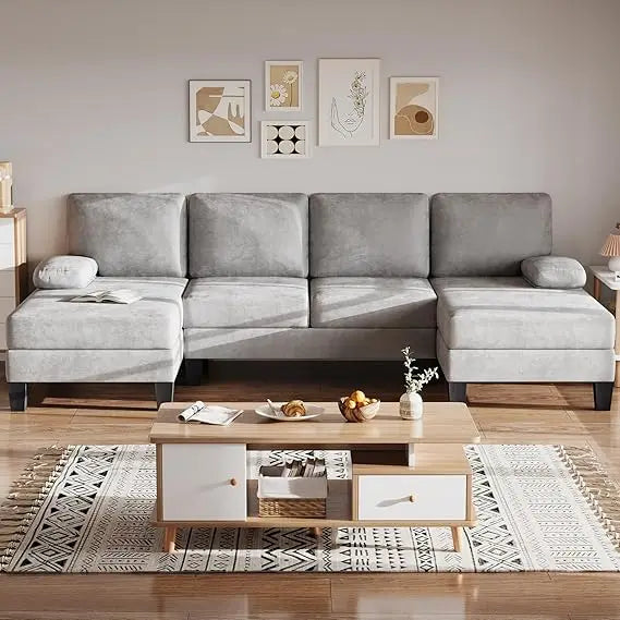 Modern Chenille U-Shaped Sectional Sofa